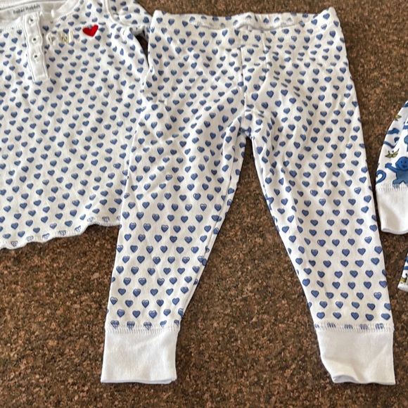 Roller Rabbit (2) SETS W/ INITIALS Blue White Monkey/Heart set Pajama Set-12/18 - Picture 7 of 14